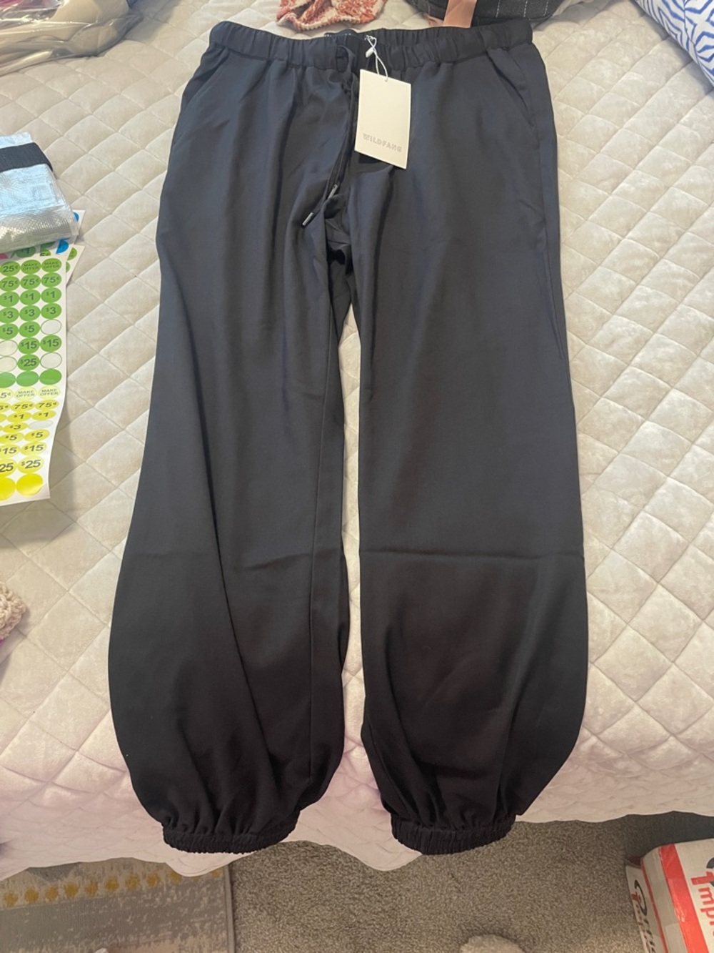 Wildfang Black Track Pants with Elastic Cuffs